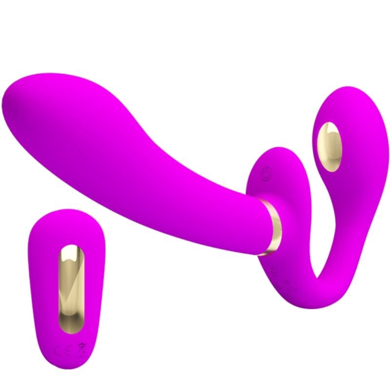 PRETTY LOVE - THUNDERBIRD VIBRADOR DOBLE STRAP-ON CONTROL REMOTO MORADO - JUGUETES BIENESTAR - El Arte del Placer