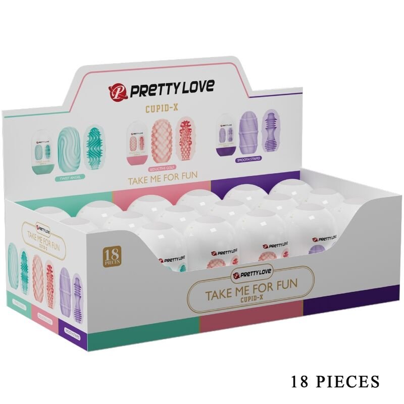 PRETTY LOVE - CUPID X 18 MASTURBADORES MASCULINOS DIFERENTES TEXTURAS - JUGUETES BIENESTAR - El Arte del Placer