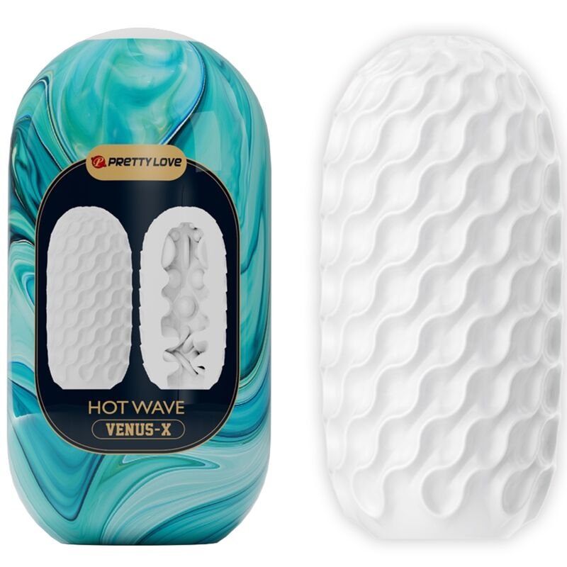 PRETTY LOVE - HOT WAVE MASTURBADOR MASCULINO SILICONA BLANCO - JUGUETES BIENESTAR - El Arte del Placer