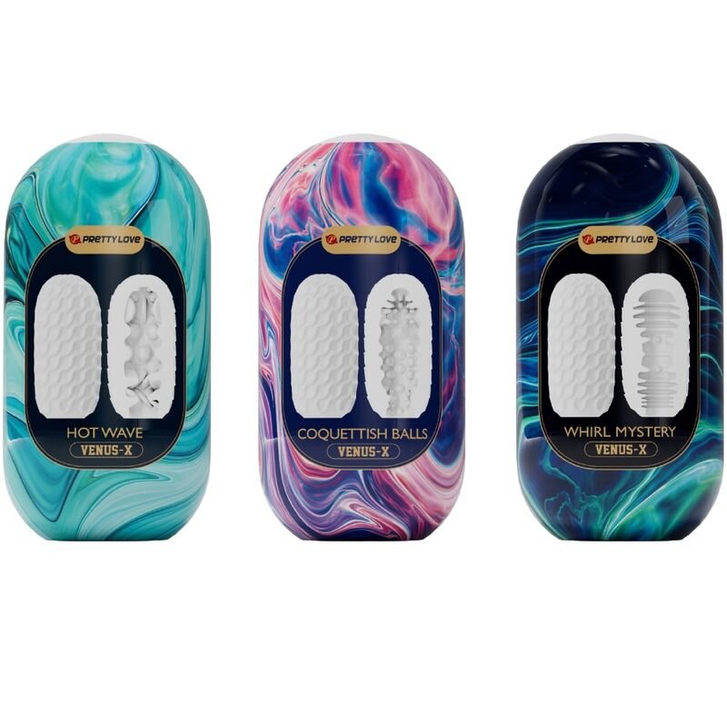 PRETTY LOVE - VENUS X 15 MASTURBADORES MASCULINOS SILICONA BLANCO - JUGUETES BIENESTAR - El Arte del Placer
