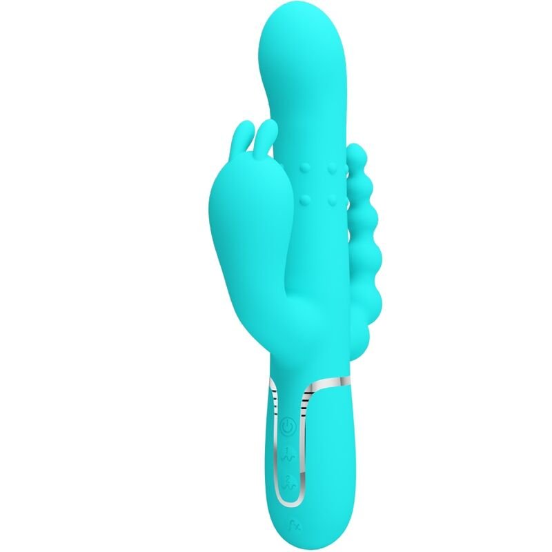 PRETTY LOVE - CAMMY TRIPLE VIBRADOR RABBIT MULTIFUNCIÓN 4 EN 1 AZUL - JUGUETES BIENESTAR - El Arte del Placer