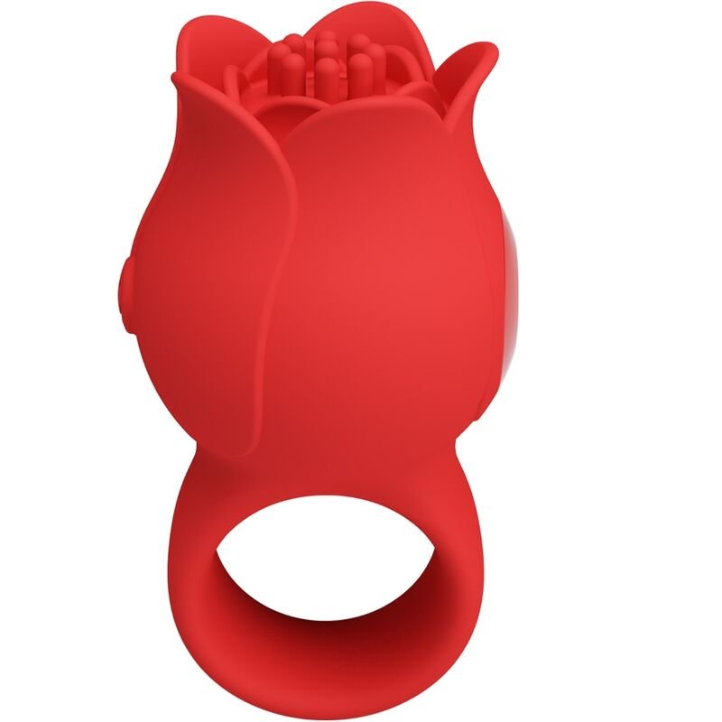PRETTY LOVE - JAE VIBRADOR DE DEDO FORMA DE ROSA 10 VIBRACIONES ROJO - JUGUETES BIENESTAR - El Arte del Placer