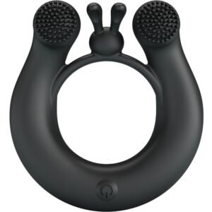 Pretty Love - Dahlia Anillo Vibrador + Estimulador De Clítois 12 Vibraciones Negro