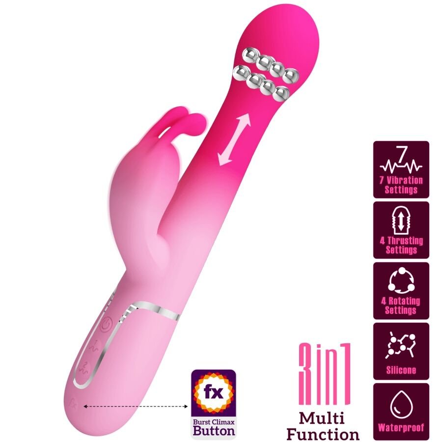 PRETTY LOVE – DEJON VIBRADOR RABBIT 3 EN 1 MULTIFUNCIÓN - JUGUETES BIENESTAR - El Arte del Placer