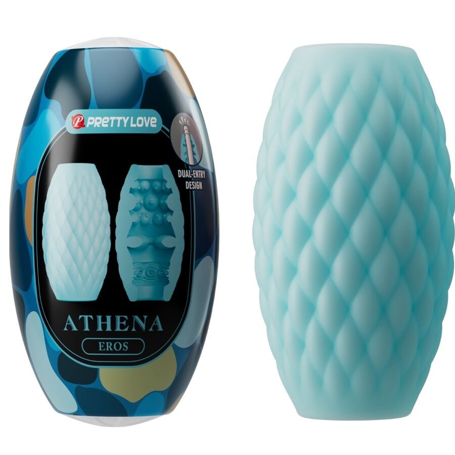 PRETTY LOVE - ATHENA EROS MASTURBADOR MASCULINO SILICONA CELESTE - JUGUETES BIENESTAR - El Arte del Placer