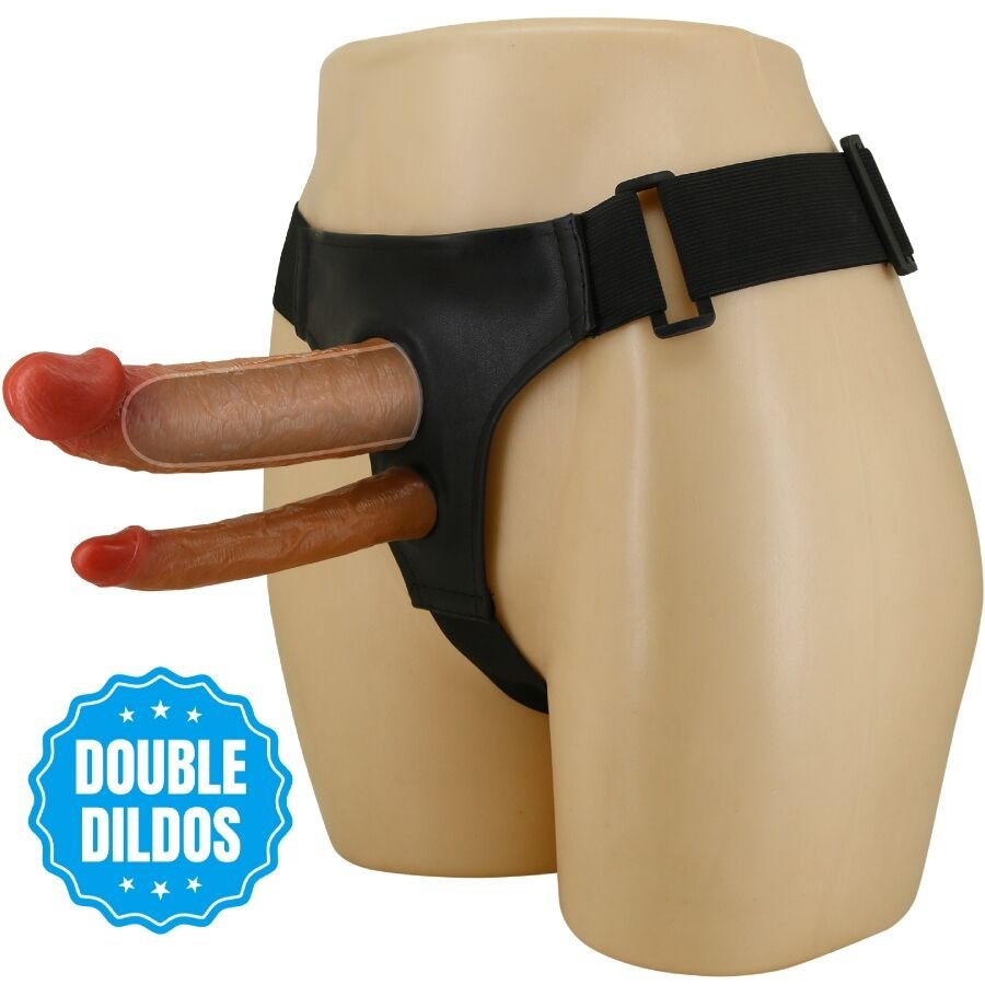 PRETTY LOVE - KEAVEN HARNESS BRIEFS UNIVERSAL & COMFORTABLE DOBLE DILDO - Dildos sin Vibración - El Arte del Placer