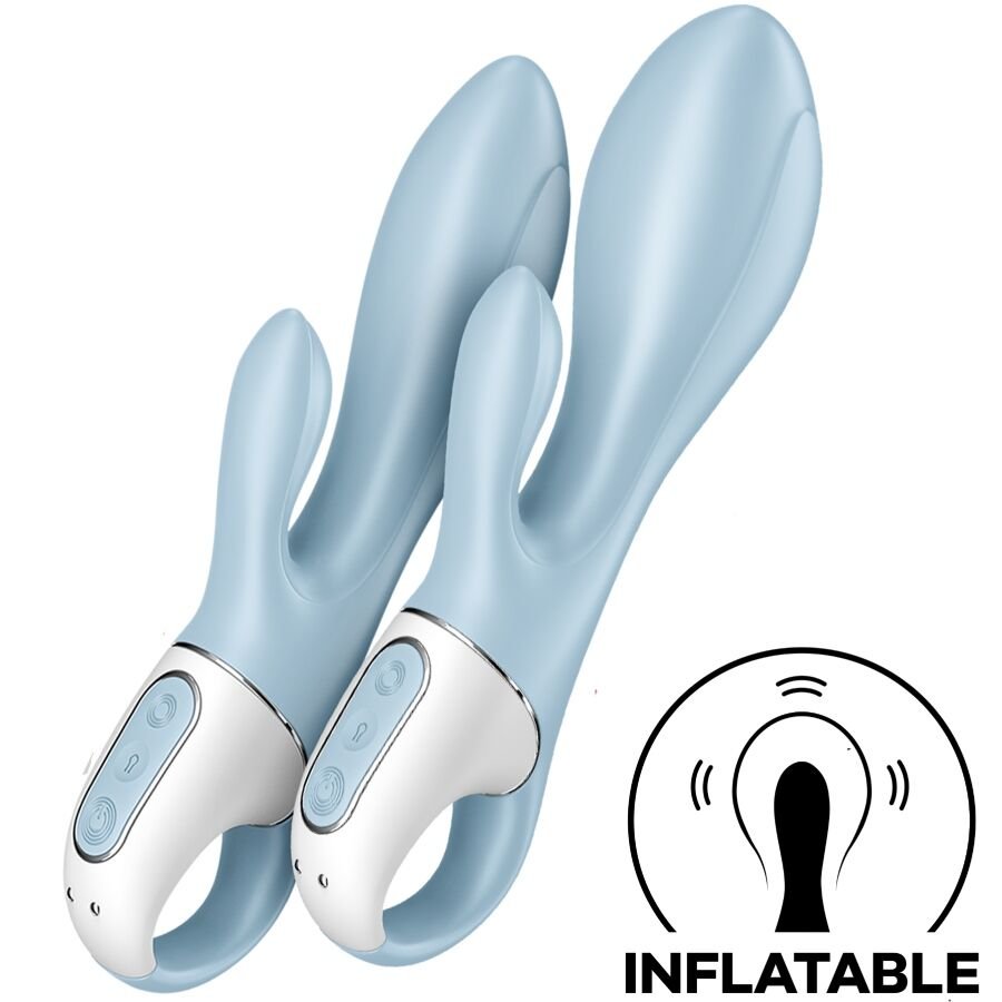 SATISFYER - AIR PUMP BUNNY 1 VIBRADOR INFLABLE RABBIT AZUL - JUGUETES BIENESTAR - El Arte del Placer
