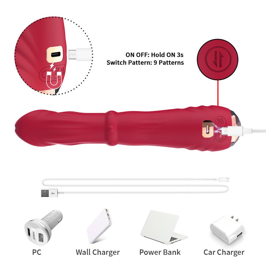 ARMONY - DILDO VIBRADOR ESTIMULADOR PUNTO A TERMOAJUSTABLE ROJO - JUGUETES BIENESTAR - El Arte del Placer