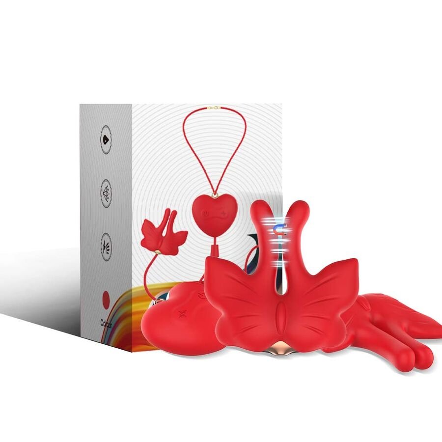ARMONY - PINZAS PARA PEZONES MAGNÉTICA CON VIBRACIÓN FORMA MARIPOSA ROJO - Artículos BDSM - El Arte del Placer