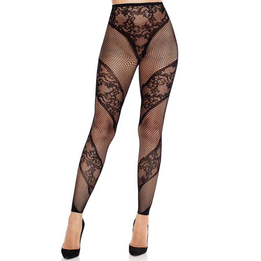 LEG AVENUE - MALLAS SIN PIE DE ENCAJE Y TRANSPARENCIA NEGRO - Lencería Mujer - El Arte del Placer