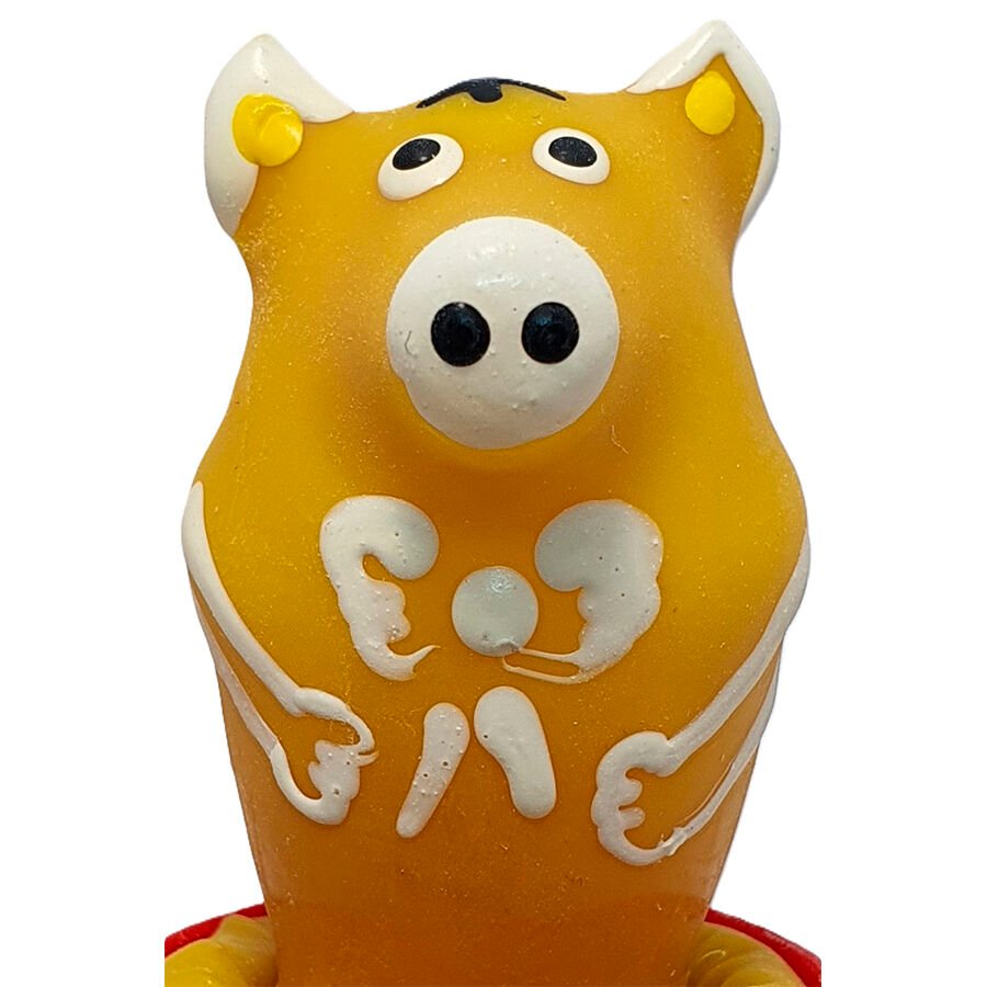 CONDOMERIE - PRESERVATIVO DECORATIVO PINTADO A MANO CERDO SENTADO AMARILLO - PRESERVATIVOS - El Arte del Placer