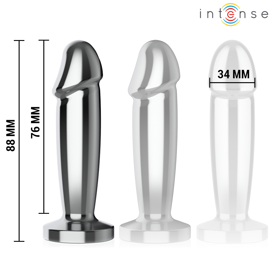 INTENSE - PLUG ANAL 10 VIBRACIONES METAL EN FORMA DE DILDO CON CONTROL REMOTO S - Imagen 6