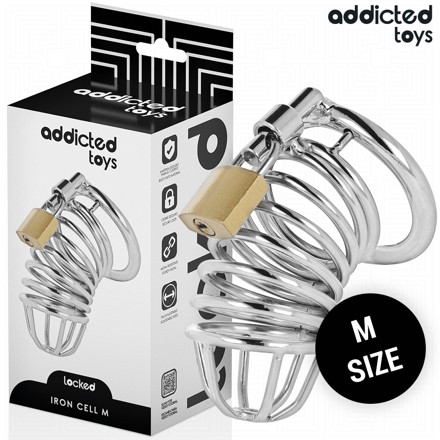 ADDICTED TOYS LOCKED - IRON CELL JAULA PARA PENE DE METAL TALLA M - Artículos BDSM - El Arte del Placer