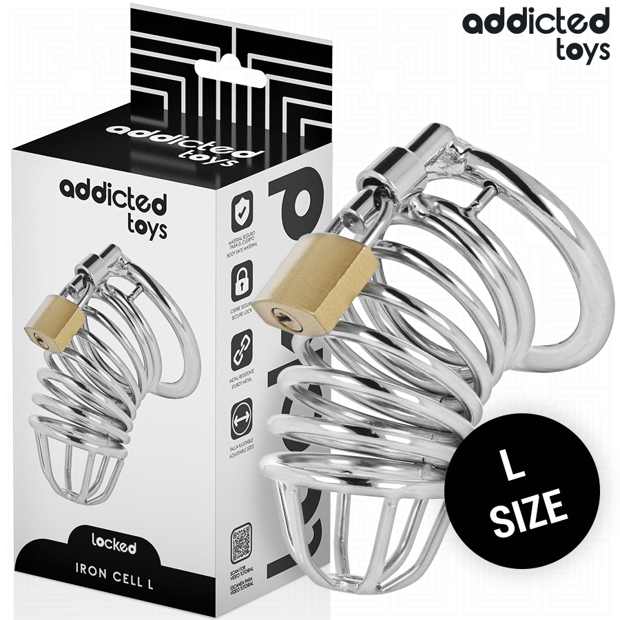 ADDICTED TOYS LOCKED - IRON CELL JAULA PARA PENE DE METAL 5 CM TALLA L - Artículos BDSM - El Arte del Placer