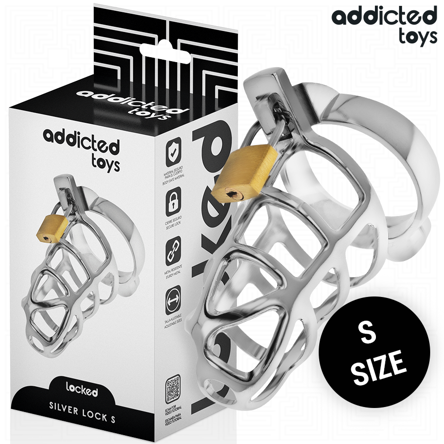 ADDICTED TOYS LOCKED – SILVER LOCK JAULA PARA PENE DE METAL TALLA - Artículos BDSM - El Arte del Placer