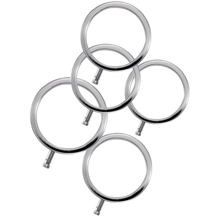 ELECTRASTIM - ELECTRARINGS ANILLOS METÁLICOS PARA EL PENE PACK 5 - Anillas pene metal BDSM - El Arte del Placer