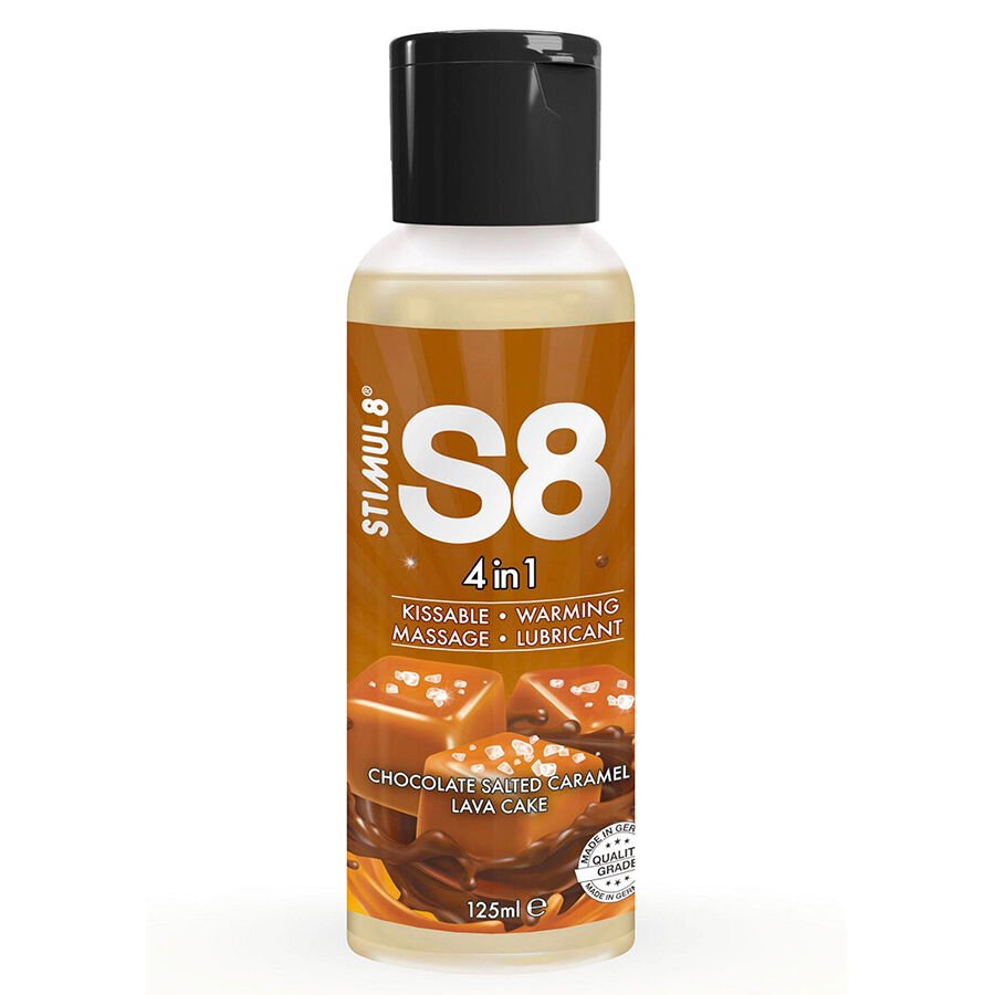 STIMUL8 - S8 4 EN 1 LUBRICANTE POSTRE CHOCOLATE Y CARAMELO SALADO 125 ML - Con deliciosos Sabores - El Arte del Placer