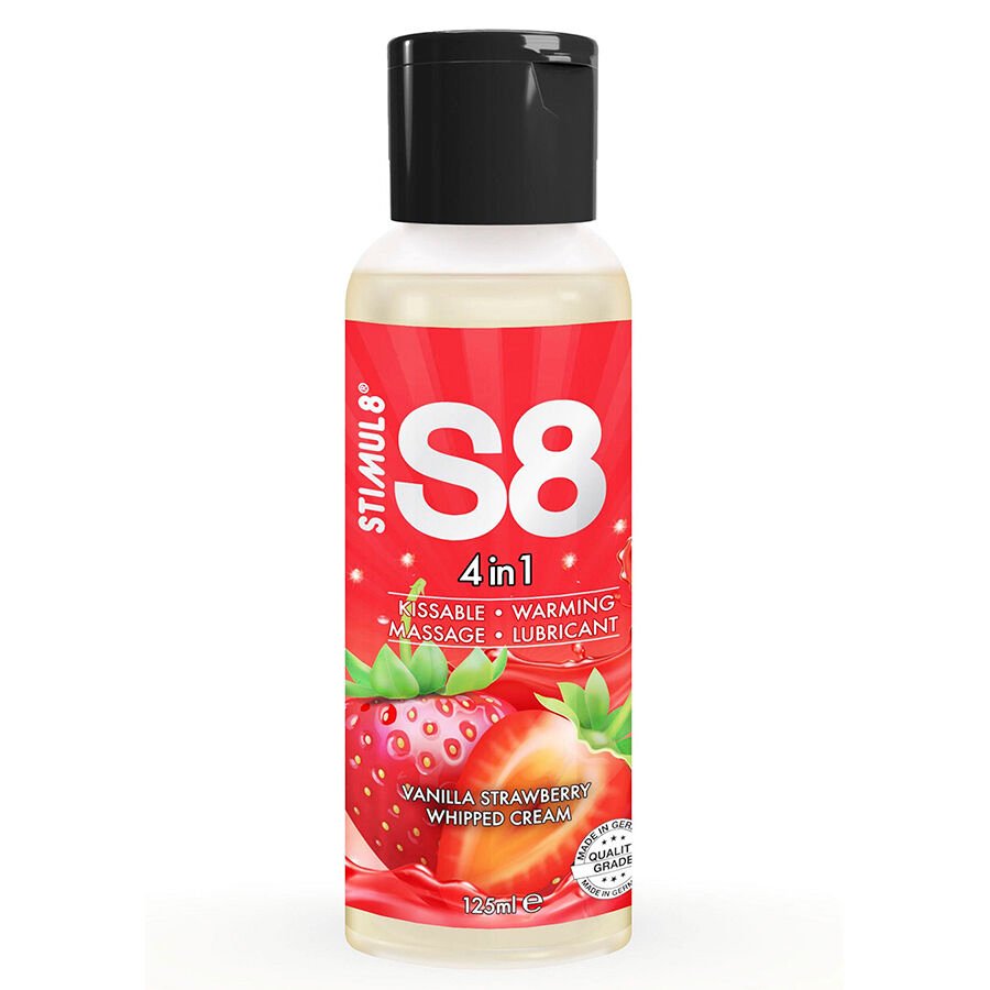 STIMUL8 - S8 4 EN 1 LUBRICANTE POSTRE FRESA 125 ML - Con deliciosos Sabores - El Arte del Placer