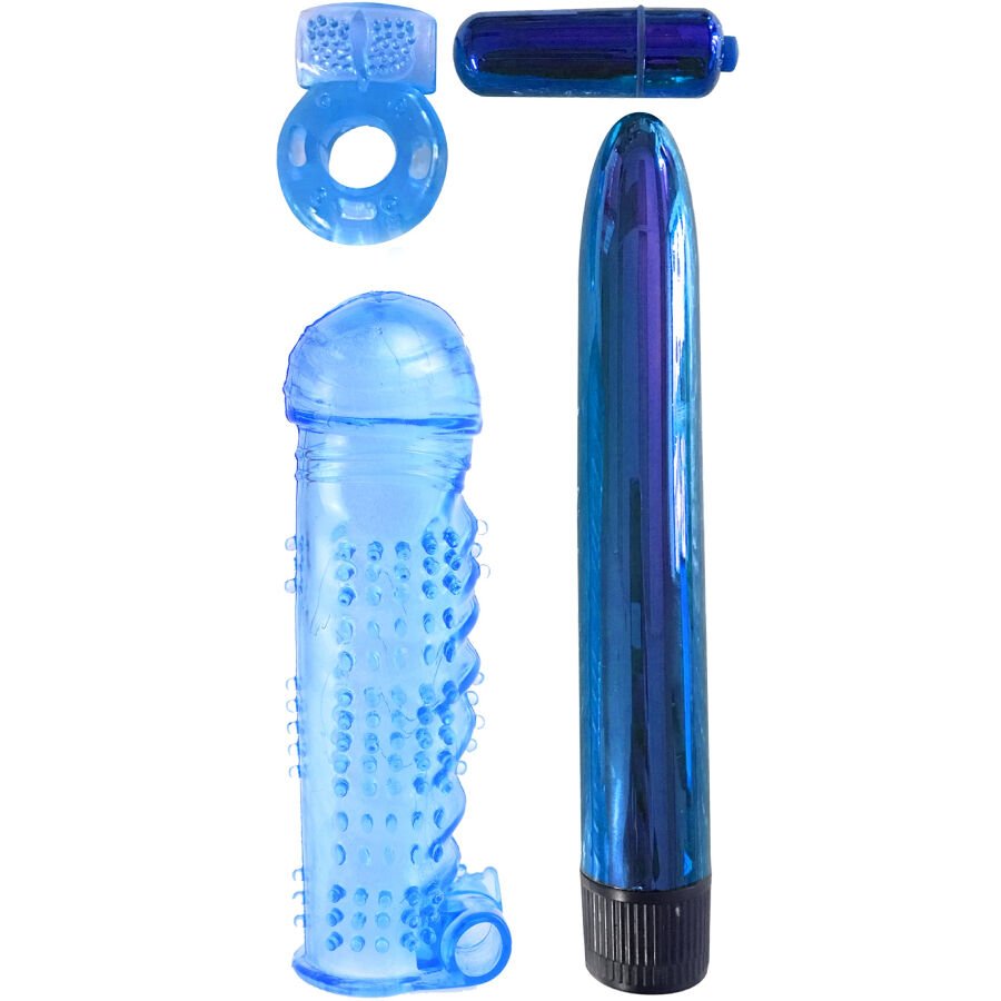 CLASSIX - KIT DE PLACER PARA PAREJAS AZUL - JUGUETES BIENESTAR - El Arte del Placer