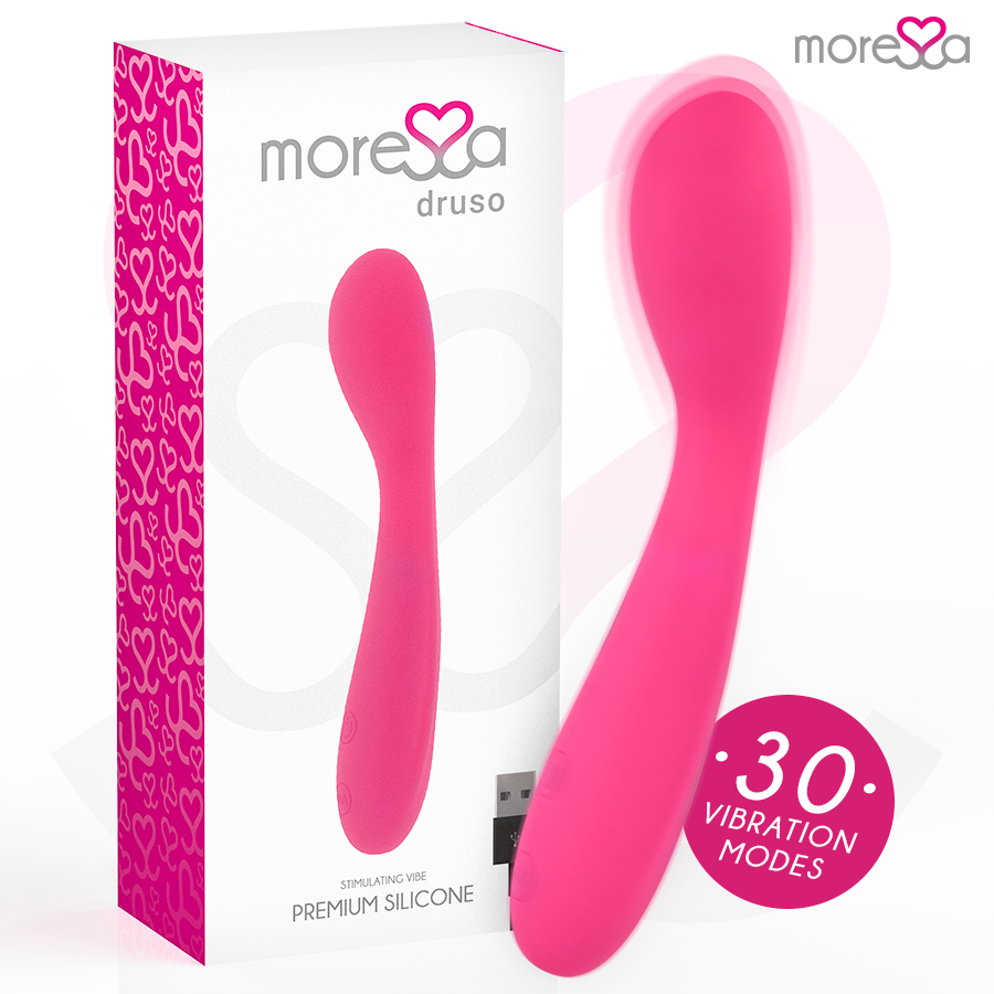MORESSA - DRUSO MASAJEADOR DUO PUNTO G Y SUERO PELVICO PREMIUM SILICONE RECARGABLE - JUGUETES BIENESTAR - El Arte del P…