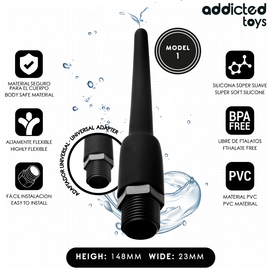 ADDICTED TOYS - LIMPIADOR ANAL CON ADAPTADOR UNIVERSAL MODELO 1 - Anal - El Arte del Placer