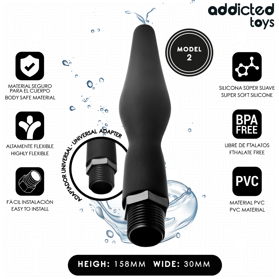ADDICTED TOYS - LIMPIADOR ANAL CON ADAPTADOR UNIVERSAL MODELO 2 - Anal - El Arte del Placer