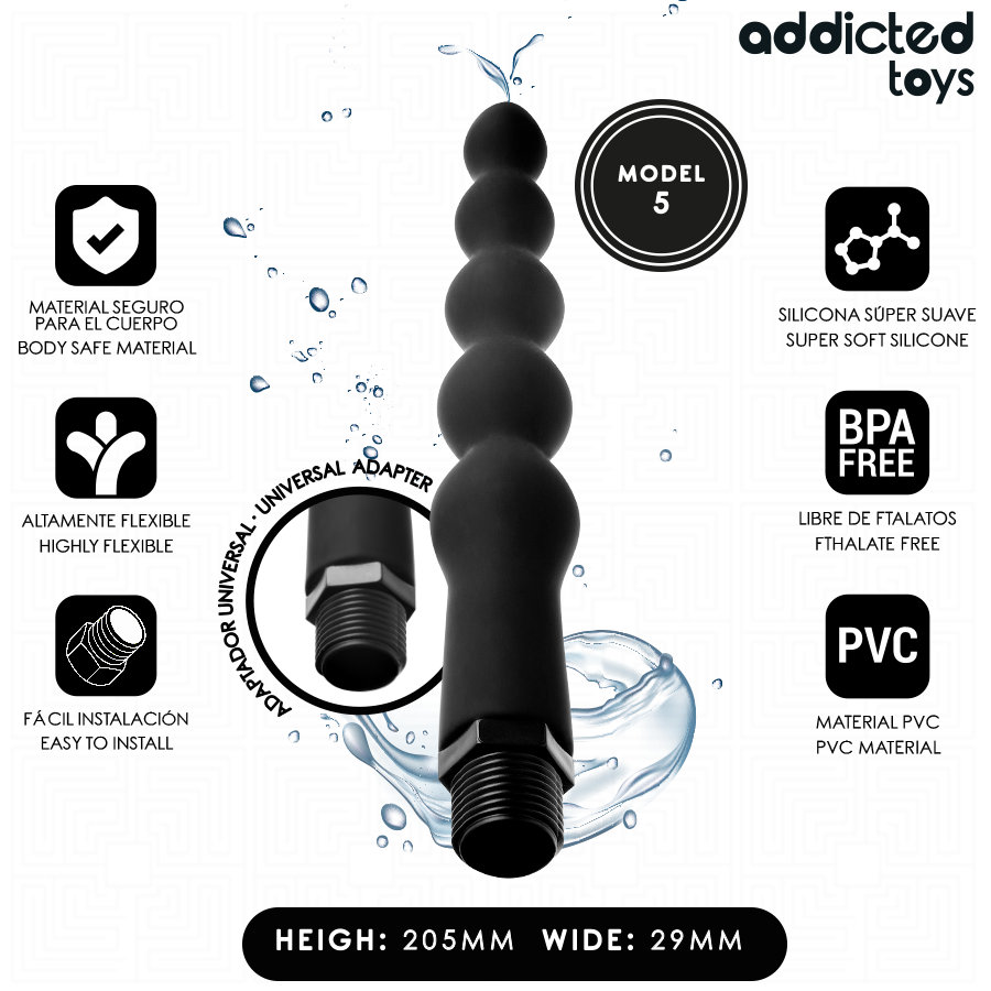 ADDICTED TOYS - LIMPIADOR ANAL CON ADAPTADOR UNIVERSAL MODELO 5 - Anal - El Arte del Placer