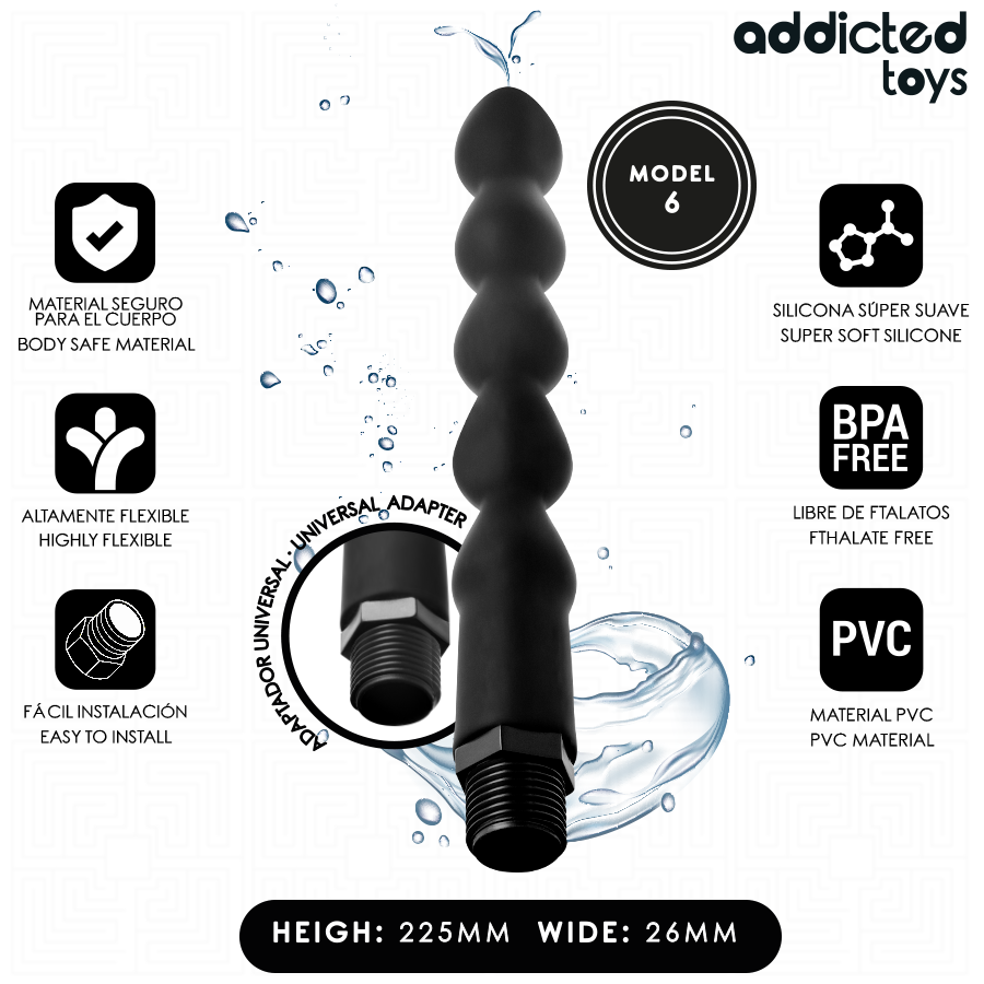 ADDICTED TOYS - LIMPIADOR ANAL CON ADAPTADOR UNIVERSAL MODELO 6 - Anal - El Arte del Placer
