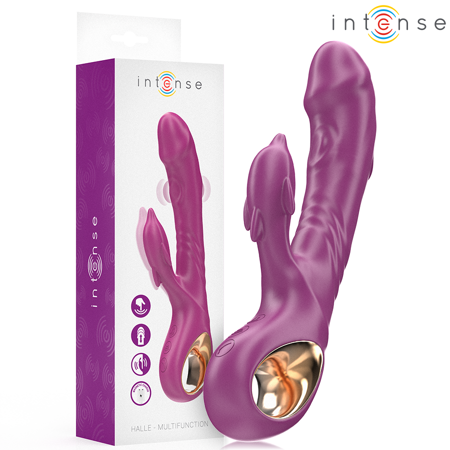 INTENSE - HALLE VIBRADOR MULTIFUNCIÓN CON LENGUA ESTIMULADORA EN FORMA DE DELFÍN MORADO - JUGUETES BIENESTAR - El Arte …