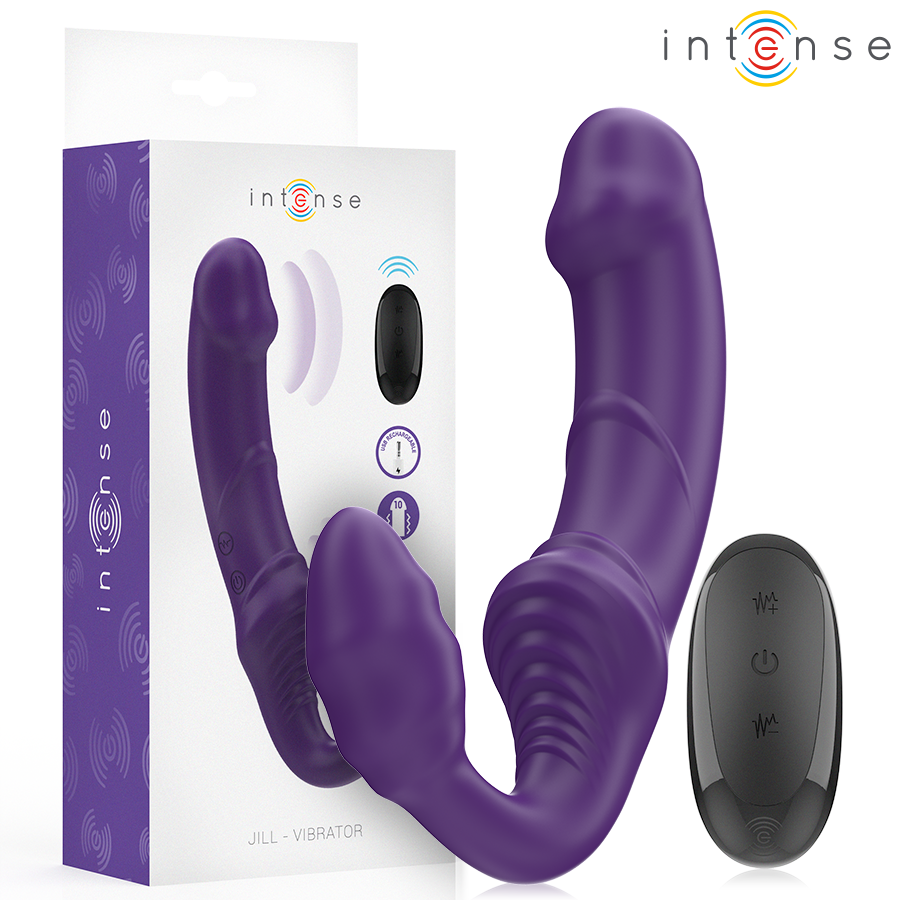 INTENSE - JILL VIBRADOR DOBLE 20 CM VIOLETA CONTROL REMOTO - JUGUETES BIENESTAR - El Arte del Placer