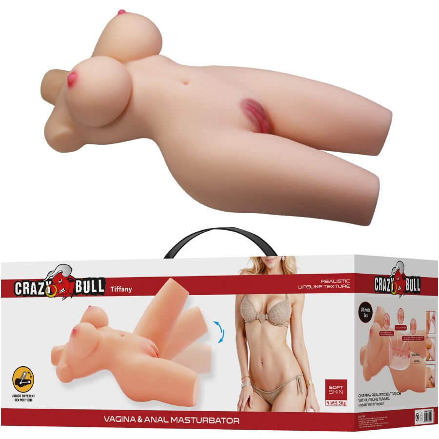 CRAZY BULL - TIFFANY TORSO FEMENINO REALISTA VAGINA Y ANAL 5.5 KG - JUGUETES BIENESTAR - El Arte del Placer