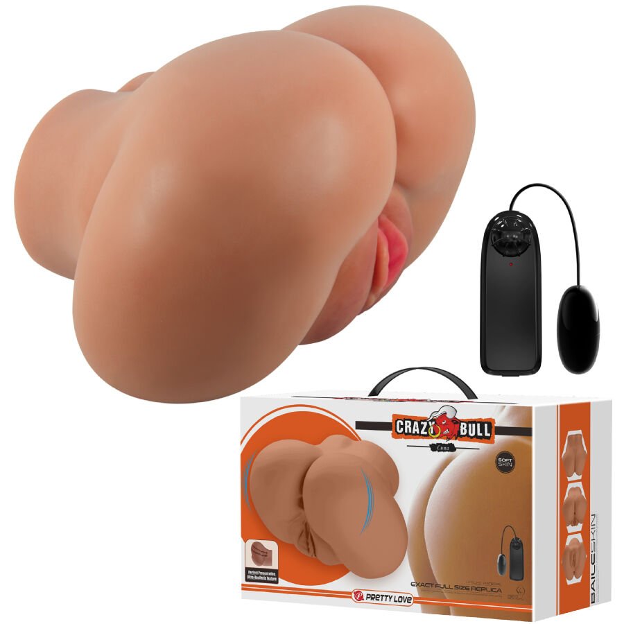 CRAZY BULL - LUNA TRASERO VIBRADOR CON VAGINA Y ANO REALÍSTICO CONTROL REMOTO - JUGUETES BIENESTAR - El Arte del Placer
