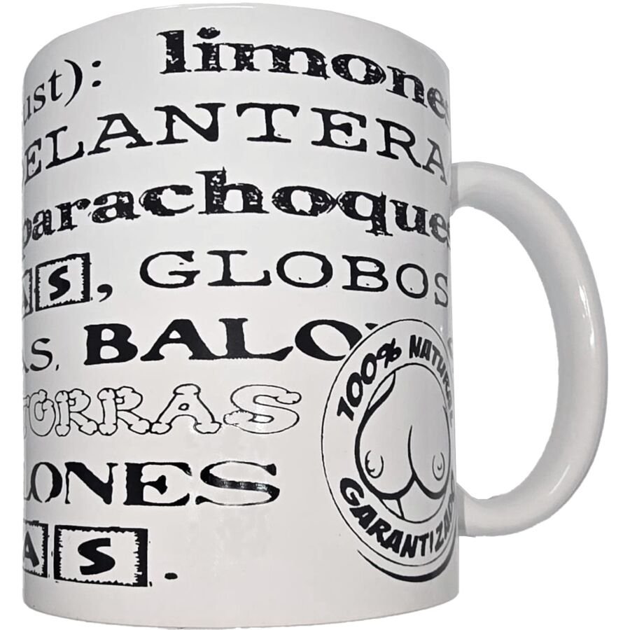 DIABLO PICANTE - TAZA BLANCA DE SINÓNIMOS TETAS 370 ML - Artículos divertidos - El Arte del Placer