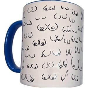Diablo Picante - Taza Blanca Tetas & Asa Azul 370 Ml