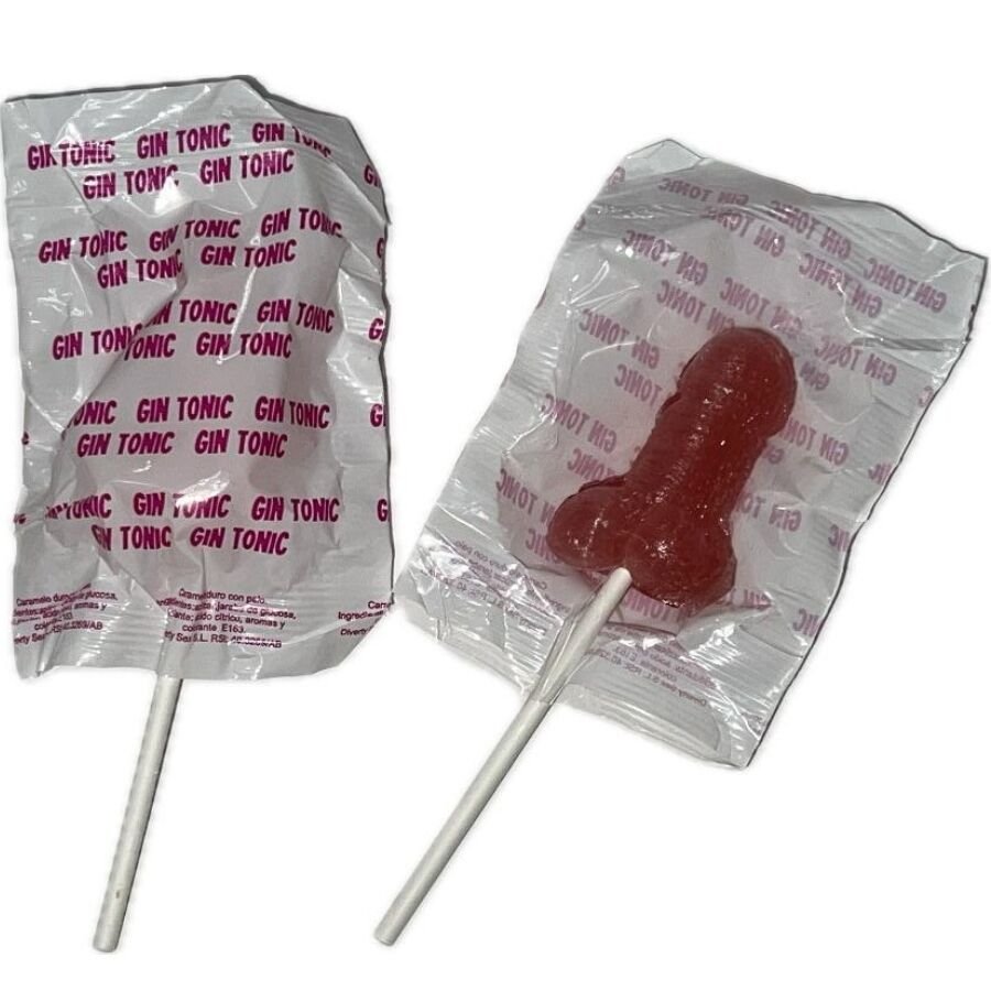 DIABLO GOLOSO - 1 PIRULETA PENE GIN TONIC FRESA 10% ALCOHOL - ARTÍCULOS VARIOS - El Arte del Placer