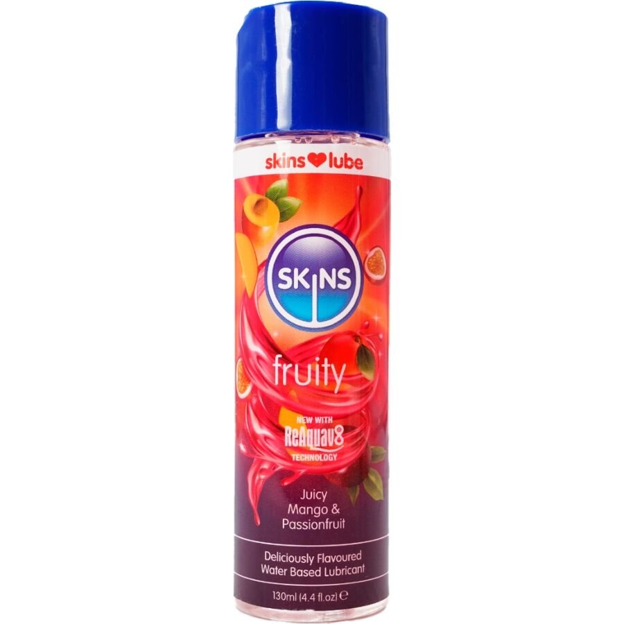 SKINS - FRUITY LUBRICANTE BASE DE AGUA MANGO & FRUTA PASIÓN 130 ML - Con deliciosos Sabores - El Arte del Placer