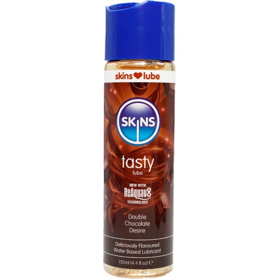 SKINS - TASTY LUBRICANTE BASE DE AGUA DOBLE CHOCOLATE 130 ML - Con deliciosos Sabores - El Arte del Placer