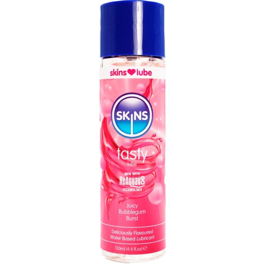 SKINS - TASTY LUBRICANTE BASE DE AGUA CHICLE 130 ML - Con deliciosos Sabores - El Arte del Placer