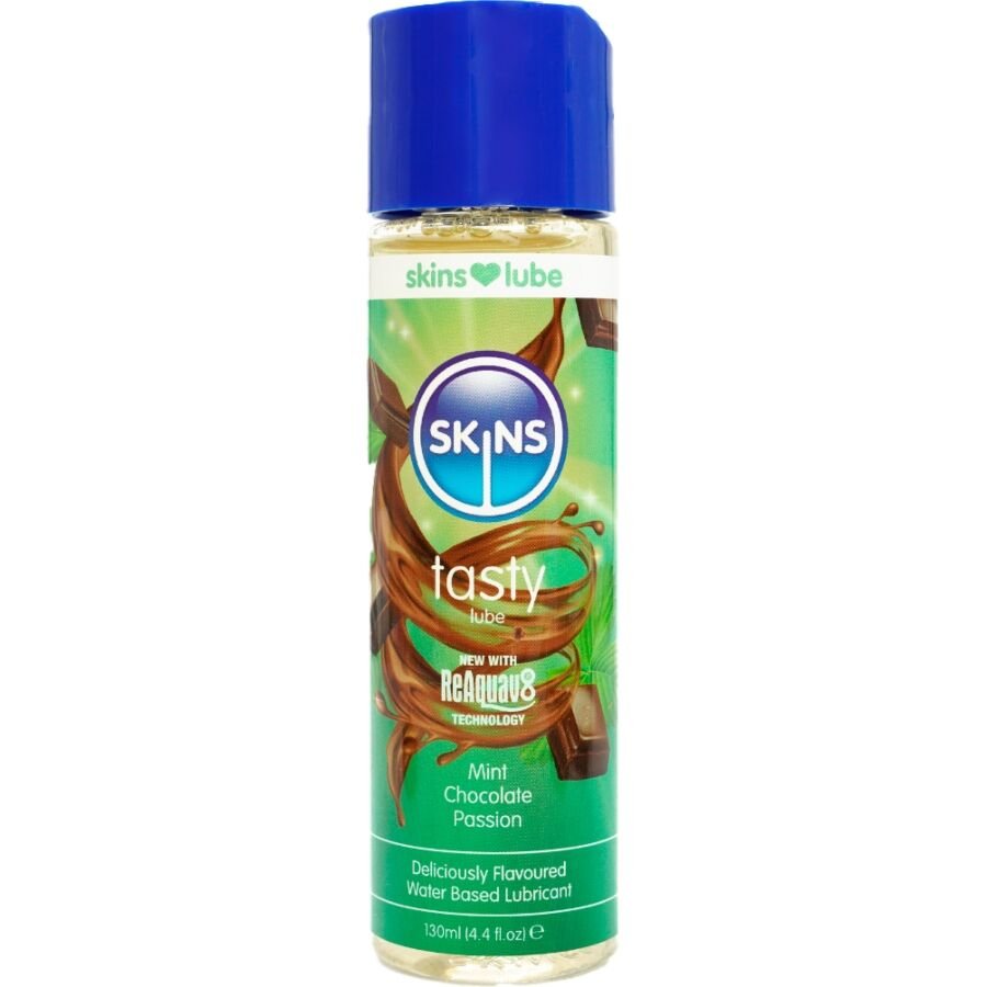 SKINS - TASTY LUBRICANTE BASE DE AGUA MENTA & CHOCOLATE 130 ML - Con deliciosos Sabores - El Arte del Placer