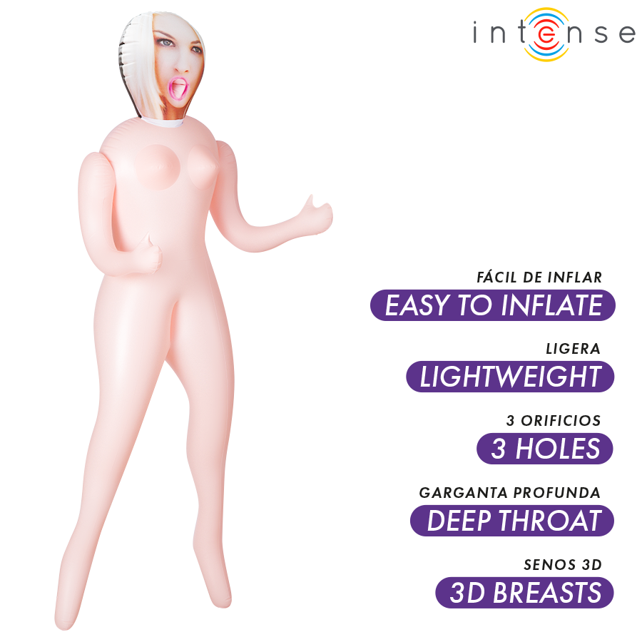 INTENSE DOLLS - IRINA MUÑECA HINCHABLE CON TRES ORIFICIOS - JUGUETES BIENESTAR - El Arte del Placer