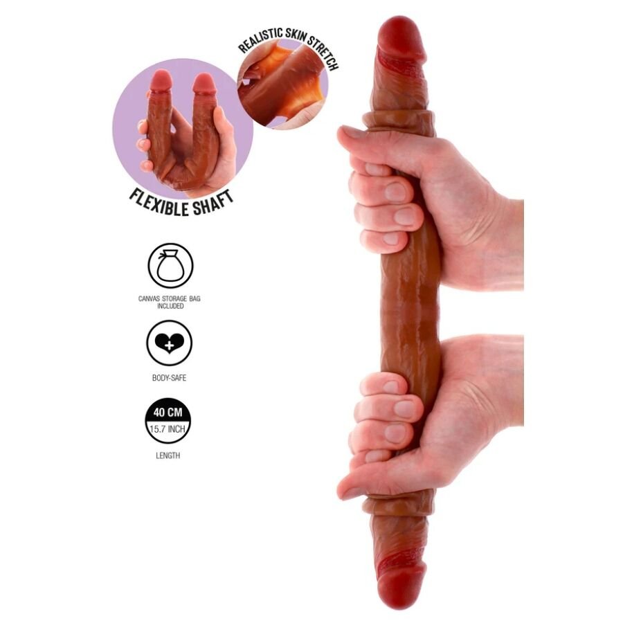GET REAL – DILDO DOBLE DONG DE SILICONA CARAMELO CM - Dildos sin Vibración - El Arte del Placer