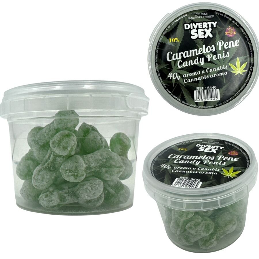 DIABLO PICANTE - 20 CARAMELOS CON FORMA DE PENE CON AROMA CANNABIS - ARTÍCULOS VARIOS - El Arte del Placer