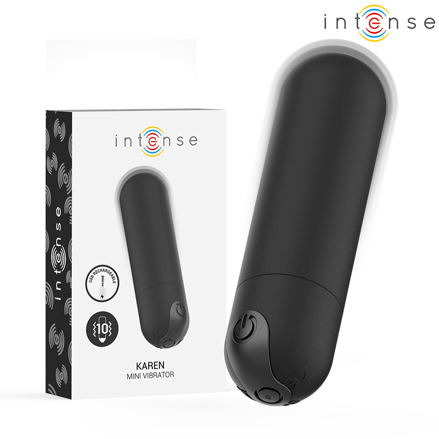 INTENSE - KAREN MINI BALA VIBRADORA 10 MODOS RECARGABLE NEGRO - Balas vibradoras - El Arte del Placer