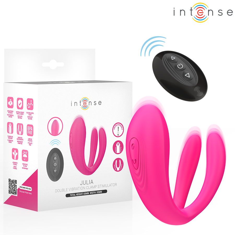 INTENSE - JULIA VIBRADOR & ESTIMULADOR DE PINZAS CONTROL REMOTO - JUGUETES BIENESTAR - El Arte del Placer