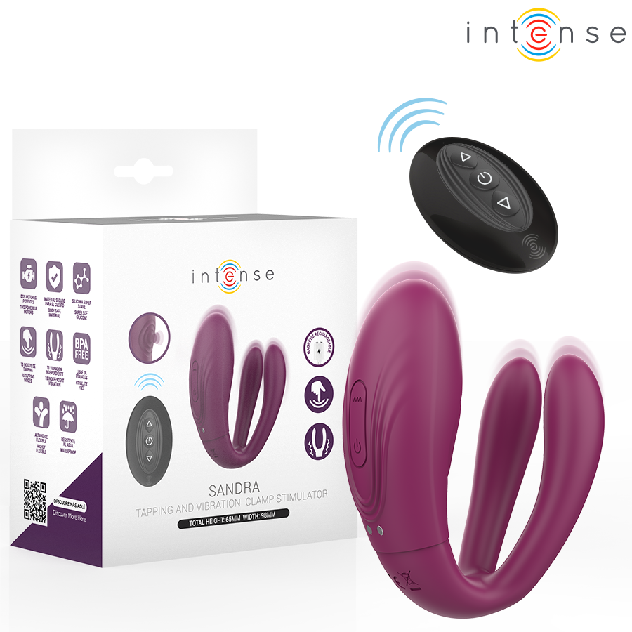 INTENSE - SANDRA VIBRADOR & ESTIMULADOR DE PINZAS CON GOLPETEO CONTROL REMOTO - JUGUETES BIENESTAR - El Arte del Placer