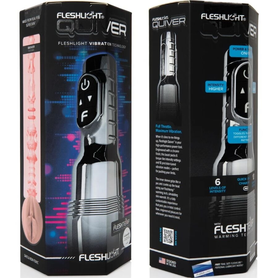 FLESHLIGHT - QUIVER MASTURBADOR VIBRATORIO RECARGABLE VAGINA - JUGUETES BIENESTAR - El Arte del Placer