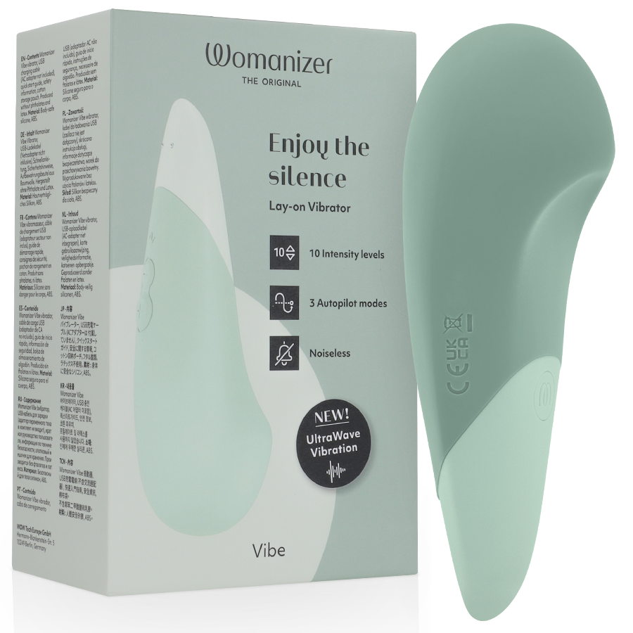 WOMANIZER - VIBE VIBRADOR LAY-ON SILENCIOSO VERDE CLARO - JUGUETES BIENESTAR - El Arte del Placer