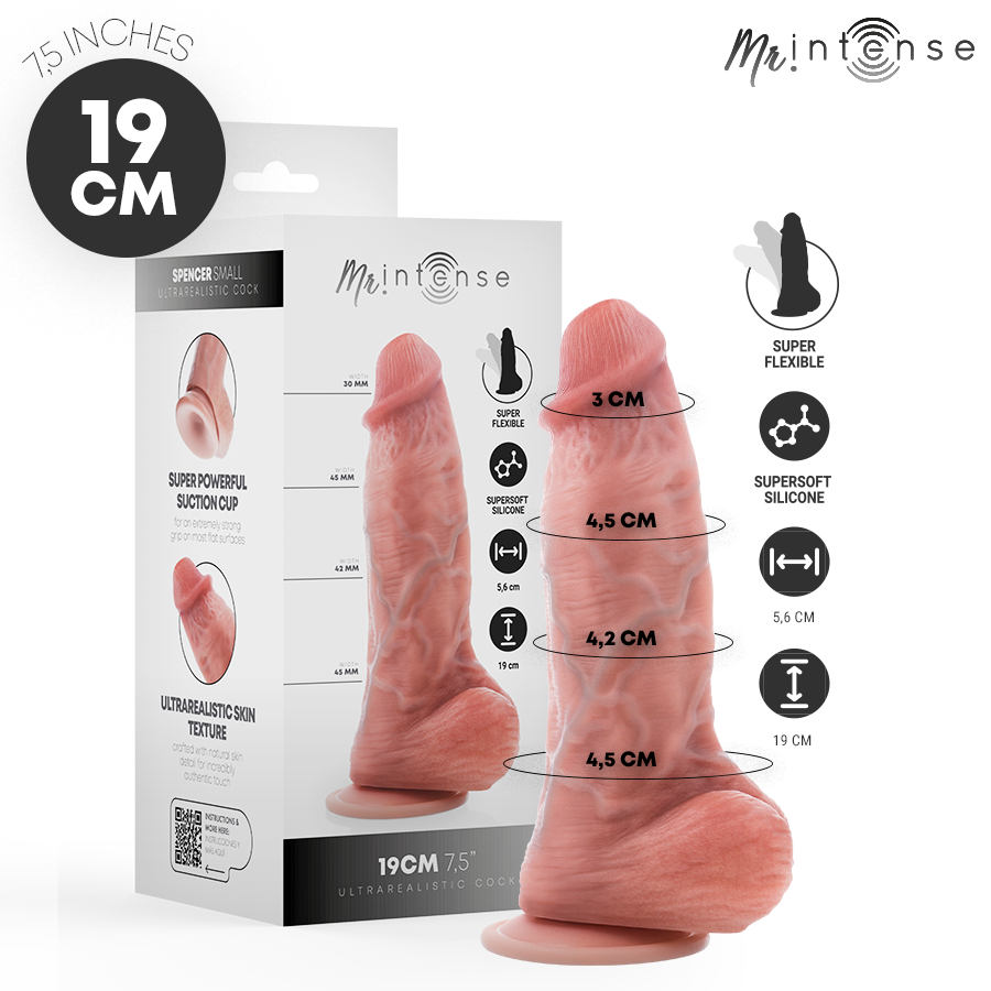 MR INTENSE - SMALL SPENCER DILDO SILICONA 19 CM -Ø- 4.5 CM - Dildos sin Vibración - El Arte del Placer