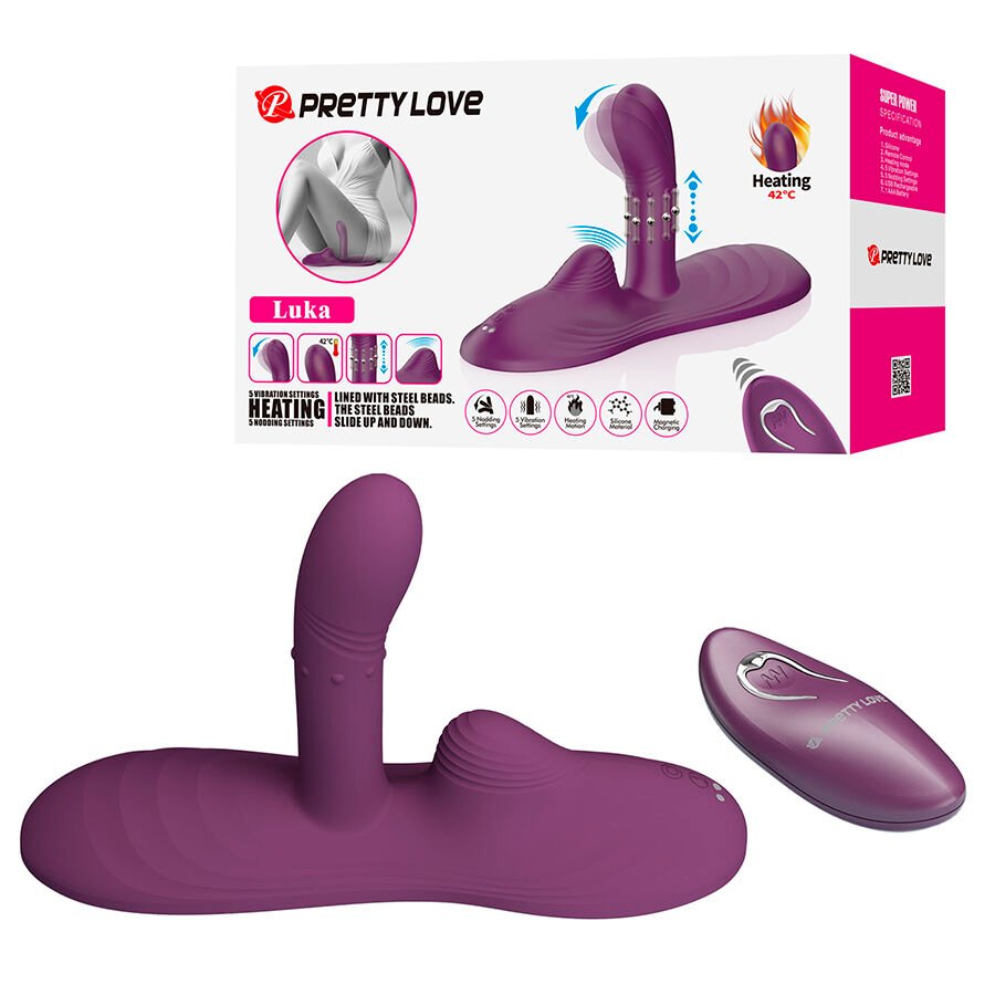 PRETTY LOVE - LUKA SIT-DOWN VIBRADOR CON EFECTO CALOR Y CONTROL REMOTO - JUGUETES BIENESTAR - El Arte del Placer