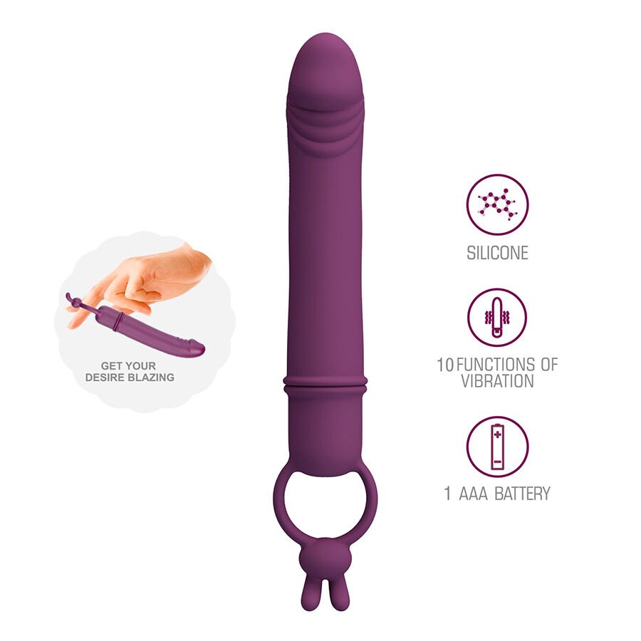 PRETTY LOVE - CORA VIBRADOR FORMA PENE CON ANILLO DE SUJECIÓN - JUGUETES BIENESTAR - El Arte del Placer